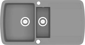 vidaXL Chiuvetă de bucătărie din granit cu două cuve, gri