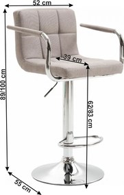 Set 2 buc, scaun de bar, material textil gri-maro taupe/crom, LEORA 2 NEW