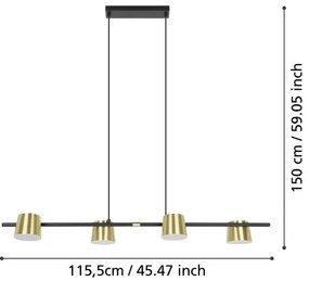 Lustră LED pe cablu Eglo 39985 ALTAMIRA 4xGU10/4,6W/230V 3000K auriu