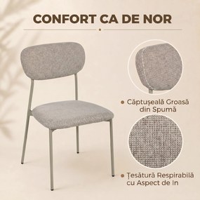 HOMCOM Scaune Sufragerie, Scaune Bucătărie Empilabile din Țesătură, 45 x 47 x 80 cm, Maro Deschis | Aosom Romania