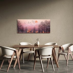 Tablou - Căprioare în strălucirea apusului de soare (120x50 cm)