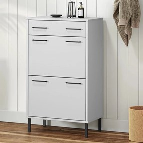 vidaXL Pantofar cu picioare metalice „OSLO”, alb, lemn masiv pin