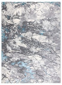 Covor CORE W9789 Abstract - structural, două niveluri de lână, gri / albastru
