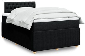 vidaXL Pat box spring cu saltea, negru, 120x200 cm, textil