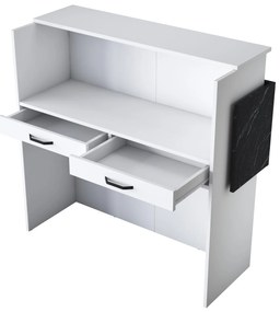 Masă PC Pemola (albă + marmură neagră). 1094523