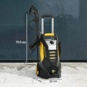 Outsunny Aparat de spălat sub presiune cu pompă din aluminiu 135 bar presiune maximă 1800W putere 540 l/h furtun 5m duză reglabilă &amp; mânere | Aosom Romania