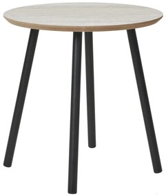 Aalst masă mică, efect travertin, picioare negre 40x40 cm