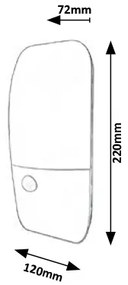 Aplica perete LED exterior cu senzor de miscare IP54 Ecuador 7997 RX