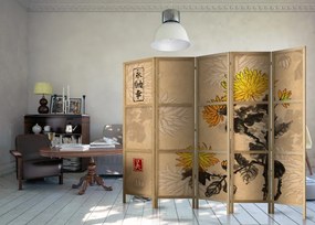 Paravan japonez - Japanese Style: Chrysanthemums II [Room Dividers]