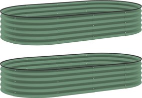 Outsunny Set de 2 paturi înălțate pentru grădină, ghivece de exterior cu fund deschis, margine din cauciuc, metal, 181 x 93 x 30 cm, Verde | Aosom Romania