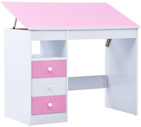 287447 vidaXL Birou de studiu & desenat pentru copii rabatabil, roz și alb