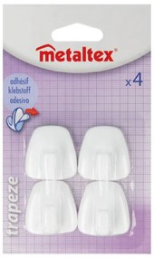 Set 4 cârlige autoadezive din plastic Metaltex John, alb