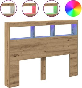 vidaXL Dulap pentru tăblie cu LED Stejar Artisan 140x17x102 cm