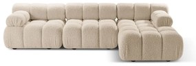 Colțar modular bej cu tapițerie din țesătură bouclé (cu colț pe partea dreaptă) Bellis – Micadoni Home