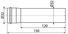 Element de prelungire, Alcadrain, DN32, alb