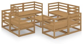 3075292 vidaXL Set mobilier de grădină, 9 piese, maro miere, lemn masiv de pin