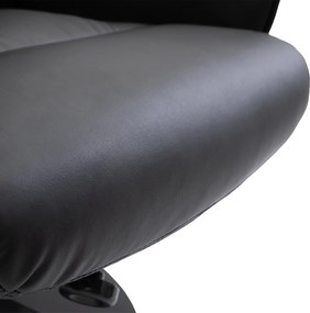 HOMCOM Fotoliu Relax Rotativ 360° din Metal și Piele Sintetică, cu Suport pentru Picioare, Spătar Reglabil, Negru | Aosom Romania