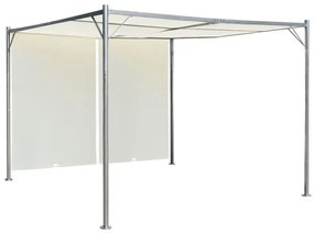 vidaXL Pergolă cu acoperiș rabatabil, alb crem, 3 x 3 m, oțel