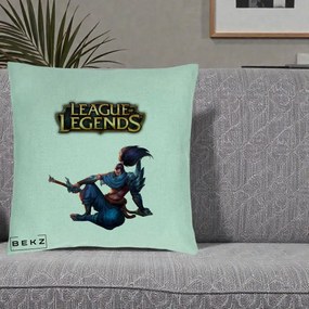 Perna Personalizata League of Legends Yasuo, 40x40 cm, Verde Menta, Husa Detasabila, Perna Inclusa, BEKZ®