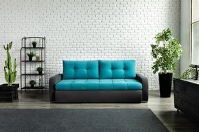 Canapea Extensibilă 3 locuri  VENETIA, cu ladă de depozitare, 220x100x90 cm, Turcoaz/Negru