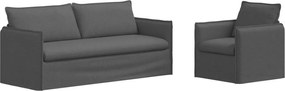 vidaXL Set de canapea 2 pcs Gri închis 196 x 82 x 85 cm țesătură
