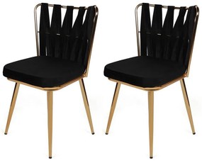 Set de scaune de sufragerie Kusakli Black andGold, 2 bucăți, 2 buc.
