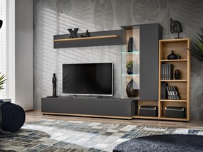 Mobilier living Siluett (antracit + stejar wotan) (cu iluminat LED). 1097583