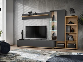 Mobilier living Siluett (antracit + stejar wotan) (cu iluminat LED). 1097583