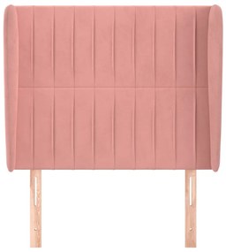 Tablie de pat cu aripioare, roz, 93x23x118 128 cm, catifea 1, Roz, 93 x 23 x 118 128 cm
