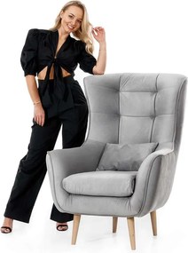 Fotoliu lemn masiv Sixty Matt Velvet 63, 85 × 90 × 103 cm