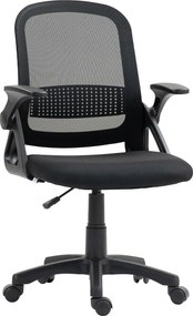 HOMCOM Scaun de birou mesh respirabil, scaun ergonomic pivotant cu cotiere rabatabile și suport lombar, Negru | Aosom Romania
