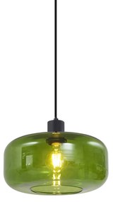 Lampă pandantiv retro neagră cu sticlă verde - Bizle