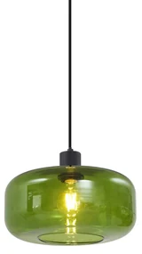 Lampă pandantiv retro neagră cu sticlă verde - Bizle