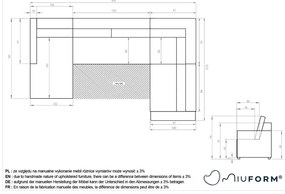 Colțar modular bej extensibil/cu spațiu de depozitare (cu colț pe partea dreaptă) Lulu – Miuform