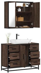 vidaXL Set mobilier de baie, 2 piese, stejar maro, lemn prelucrat