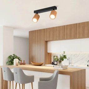 Brilagi - Corp de iluminat tip spot MODERN WOOD 2xGU10/8W/230V lemn de cauciuc/negru