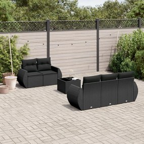vidaXL Set mobilier de grădină cu perne, 6 piese, negru, poliratan