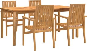 vidaXL Set masă pentru grădină, lemn masiv de tec, 5 piese
