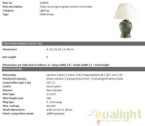 Veioza eleganta design LUX din ceramica, Cyprus verde 110954 HZ