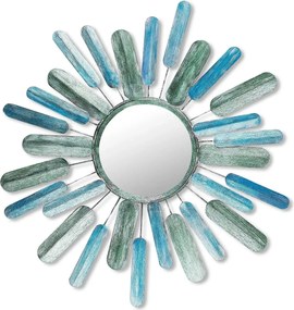 Decoratiune perete 891TNL1575, albastru/verde, metal, 75x5x75 cm