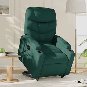 vidaXL Fotoliu electric rabatabil cu ridicare, verde închis, textil