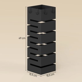 HOMCOM Suport umbrele, stativ metalic pentru umbrele, suport freestanding pentru umbrele cu cârlige și tavă de scurgere, capacitate 8 umbrele, negru | Aosom Romania