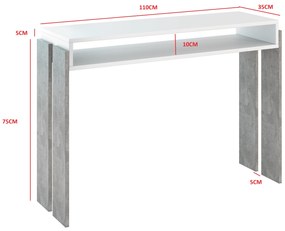 Măsuță consolă Ramea (Alb + piatră). 1055239
