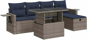 vidaXL Set canapele de grădină cu perne, 6 piese, gri, poliratan
