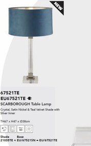 Veioza/Lampa de masa design modern Scarborough, nickel, teal