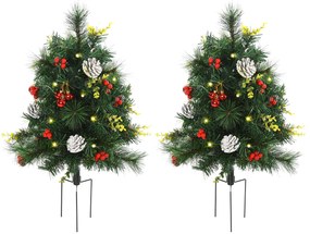 HOMCOM 2 Brazi de Craciun cu luminite, conuri de pin, ramuri ignifuge