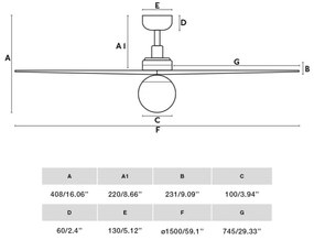FARO 34279WT-11L - Ventilator KLIM L 1xE27/15W/230V stejar/alb pr. 150 cm WT+DO