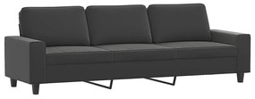 348995 vidaXL Canapea cu 3 locuri, gri închis, 210 cm, țesătură microfibră