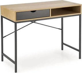 Birou B50, stejar/negru, PAL/metal, 95x48x76 cm