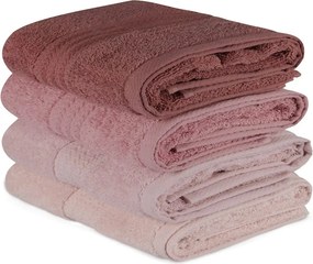 Set 4 prosoape baie RAINBOW, roz, bumbac, 50x90 cm
